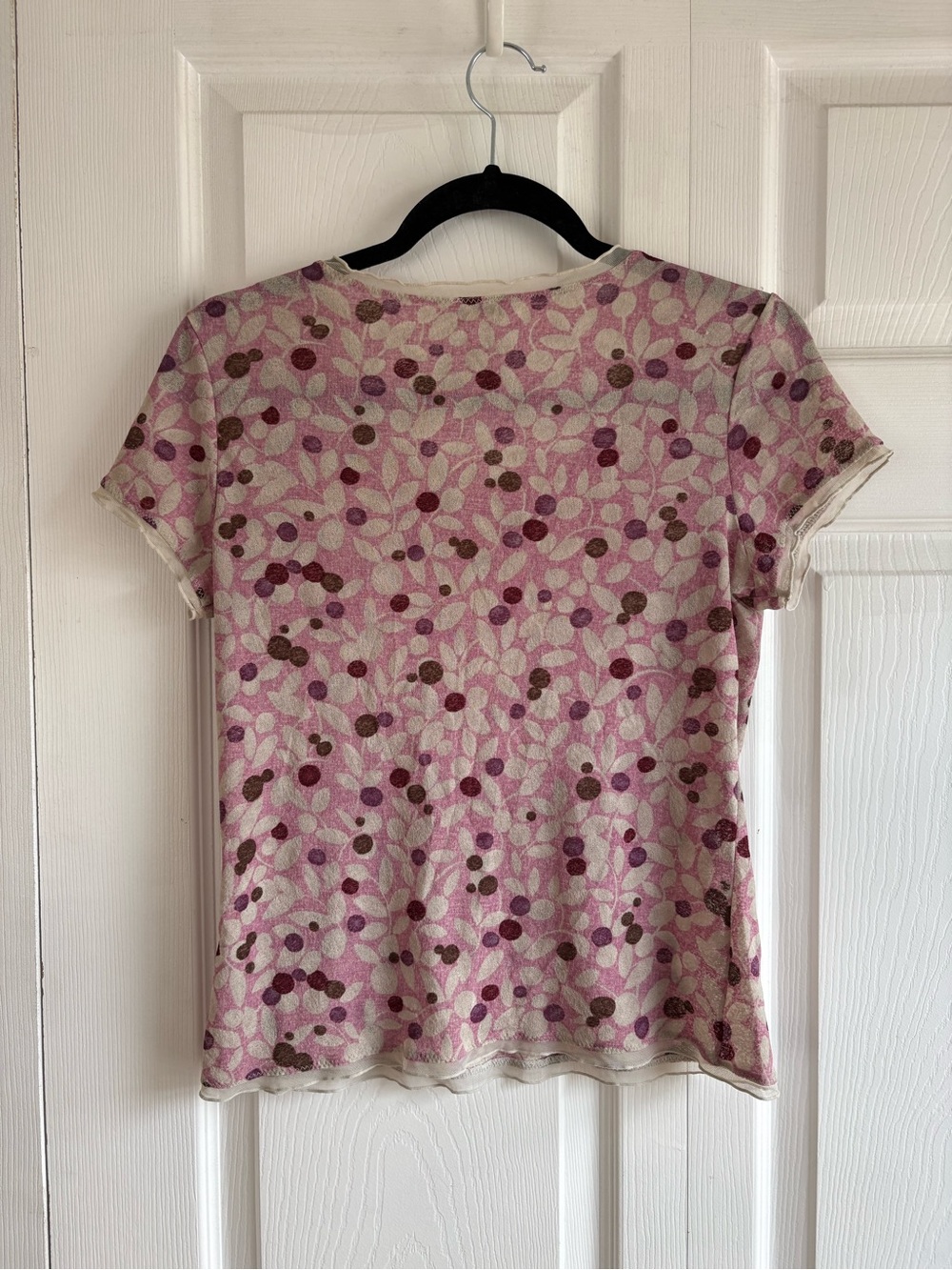 Vintage J Jill Korea Pink Berries Floral‎ Blouse Romantic Fairy Blouse Top S - Picture 7 of 9